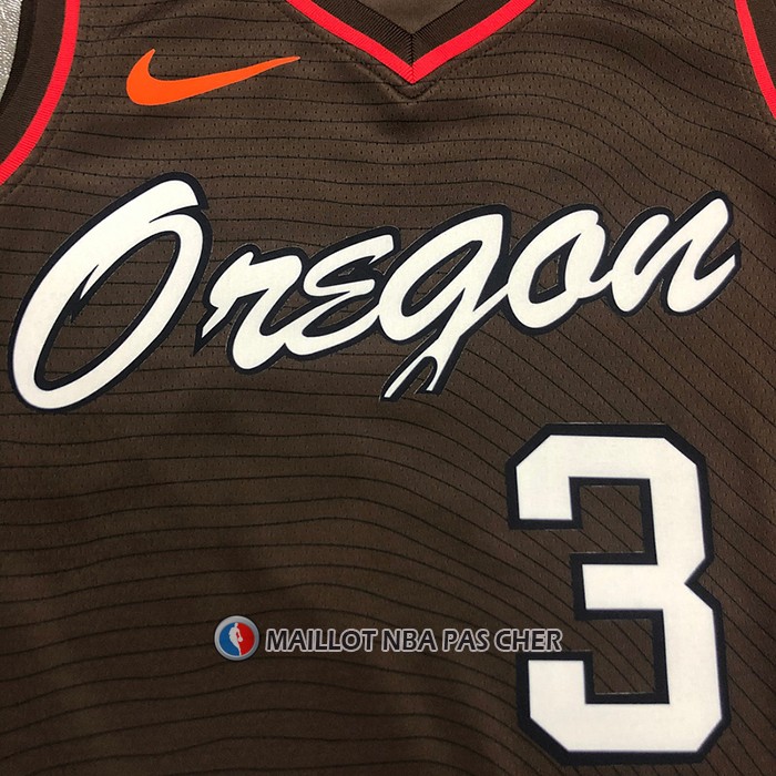 Maillot Portland Trail Blazers Cj Mccollum NO 3 Ville 2020-21 Marron